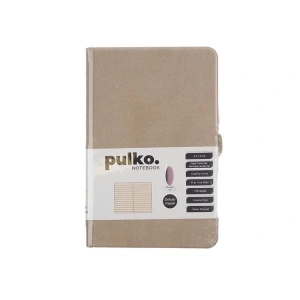PULKO PND040  SERT KAPAK 9x14cm 80gr.176 SAYFA TERMO DERİ ÇİZGİLİ NOT DEFTER - BEJ
