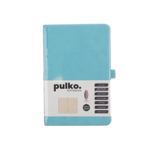 PULKO PND040  SERT KAPAK 9x14cm 80gr.176 SAYFA TERMO DERİ ÇİZGİLİ NOT DEFTER - BUZ MAVİSİ