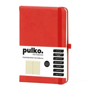 PULKO PND036 KLASİK SERT KAPAK 9x14cm 80gr.196 SAYFA TERMO DERİ ÇİZGİLİ NOT DEFTER - KIRMIZI