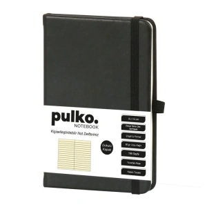 PULKO PND036 KLASİK SERT KAPAK 9x14cm 80gr.196 SAYFA TERMO DERİ ÇİZGİLİ NOT DEFTER - SİYAH