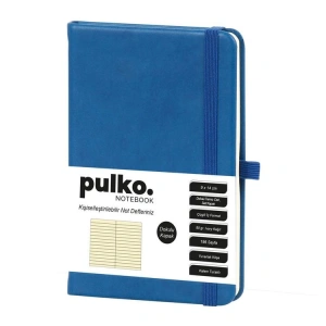 PULKO PND036 KLASİK SERT KAPAK 9x14cm 80gr.196 SAYFA TERMO DERİ ÇİZGİLİ NOT DEFTER - MAVİ