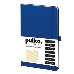 PULKO NOTEBOOK PND011 SERT KAPAK 13x21cm 55gr. 160 SAYFA TERMO DERİ ÇİZGİLİ DEFTER - MAVİ