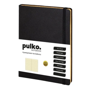 PULKO NOTEBOOK PND009 YUMUŞAK KAPAK 19x25cm 90gr.192 SAYFA YALDIZ ALTIN KENAR ÇİZGİLİ DEFTER - SİYAH