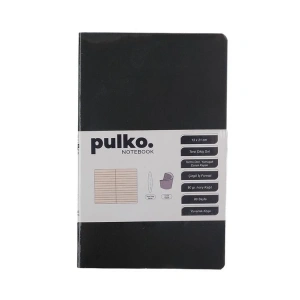 PULKO NOTEBOOK PND021 ESNEK KAPAK 13x21cm 80gr.80 SAYFA TERMO DERİ TERZİ DİKİŞ SIRT ÇİZGİLİ NOT DEFTERİ - SİYAH