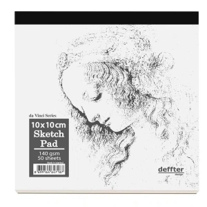 DEFFTER DA VINCI SERIES / SKETCH PAD BEYAZ CİLTLİ ESKİZ DEFTERİ 10x10cm 140gr 50 YP.