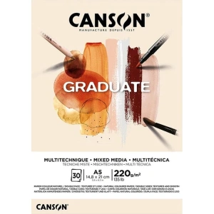 CANSON A5 GRADUATE MİXED MEDİA NATUREL RESİM DEFTERİ BLOĞU 220GR. 30 YP.-  FT400110367