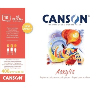CANSON 29,7X40 PAD CANACRYLIC AKRİLİK RESİM DEFTERİ A3 400GR. 10YP.