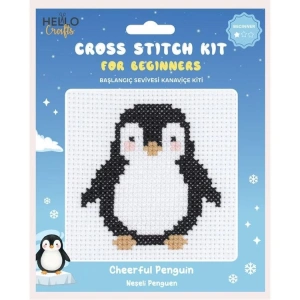 HELLO CRAFTS HC551 BAŞLANGIÇ SEVİYESİ KANAVİÇE KİTİ - NEŞELİ PENGUEN
