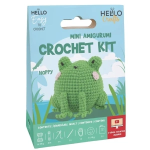 HELLO CRAFTS EASY HC106 CROCHET MİNİ AMIGURUMI ÖRGÜ KİTİ - SEVİMLİ KURBAĞA HOPPY (1 SET)