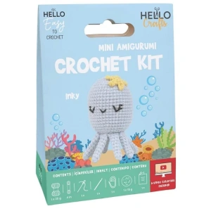 HELLO CRAFTS EASY HC127 CROCHET MİNİ AMIGURUMI ÖRGÜ KİTİ - SEVİMLİ AHTAPOT INKY (1 SET)