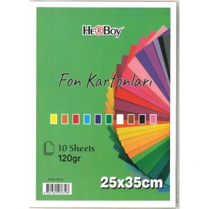 HERBOY HRB-3879 25 x35 120GR 10LU KARIŞIK RENK FON KARTONU POŞETLİ