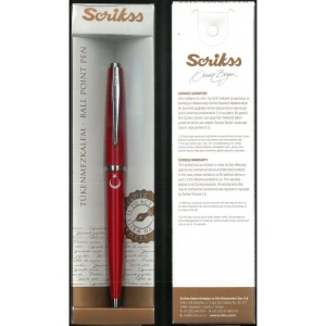 SCRIKSS 33 TÜKENMEZ KALEM ŞEFFAF KUTULU AY YILDIZ BASKILI KIRMIZI