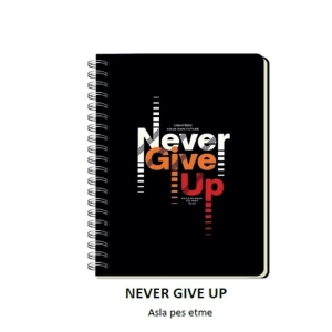 DEFFTER JUST SPİRALLİ SERT KARTON KAPAK A5 ÇİZGİLİ DEFTER 80YP.   NEVER GIVE UP