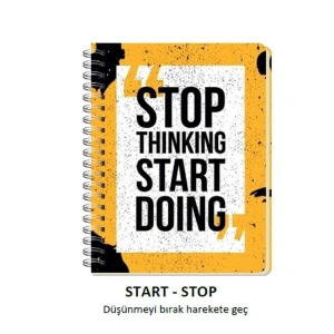 DEFFTER JUST SPİRALLİ SERT KARTON KAPAK A5 ÇİZGİLİ DEFTER 80YP. STOP THINKING START DOING