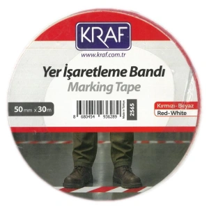 KRAF 2565 YER İŞARETLEME BANDI 50mm X 30m KIRMIZI-BEYAZ  TEKLİ