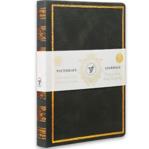 VICTORIAS JOURNALS 125-2231 VINTAGE OLD BOOK 14x20cm 80gr.160YP. ÇİZGİLİ DEFTER SİYAH