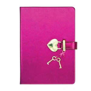 VICTORIAS JOURNALS 1241-1913 HUSH HUSH KİLİTLİ 13x18cm 80gr.160YP.ÇİZGİLİ DEFTER KUTULU - KOYU PEMBE