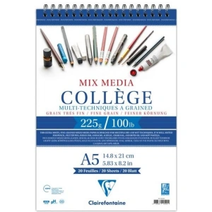ESMO CLAIREFONTAINE MIX MEDIA COLLAGE ÇOK AMAÇLI SPİRALLİ RESİM DEFTERİ/BLOK A5 225GR 20YP. MX92522