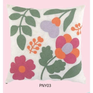 TUVA PUNCH PNY-03 NAKIŞ YASTIK KILIFI KIRLENT YAPIM SETİ - PEMBE ÇİÇEKLER