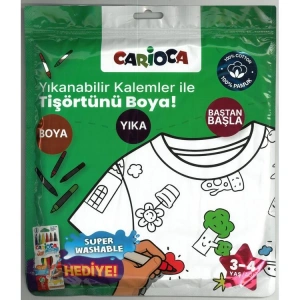 CARİOCA LN-80005 BOYANABİLİR KISA KOL TİŞÖRT - YIKANABİLİR HEDİYELİ KEÇELİ KALEMLER İLE TİŞÖRTÜNÜ BOYA! 3-4 YAŞ