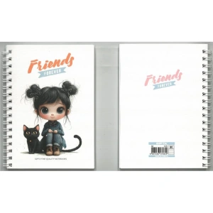 GIPTA FRIENDS FOREVER SPİRALLİ LX KARTON KAPAK A6 80YP. ÇİZGİLİ NOT DEFTERİ 8385 - TEKLİ