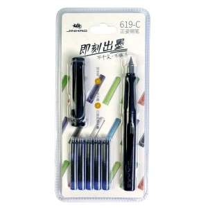 JINHAO  24-A 619 F UÇ DOLMA KALEM PLASTİK KARTELA 1 SET