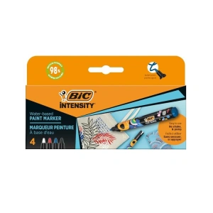 BİC INTENSITY PAINT MARKER KALEM 4 RENK SİYAH - BEYAZ - KIRMIZI - MAVİ