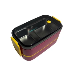 VAGONLİFE PASLANMAZ ÇELİK 3 BÖLMELİ YEMEK KABI 2 KATLI - LUNCH BOX BL50002-2 1400ML - BORDO