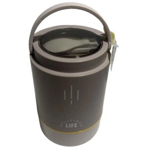 VAGONLİFE PASLANMAZ ÇELİK KULPLU TAŞINABİLİR 3 BÖLMELİ SİLİNDİR YEMEK KABI - LUNCH BOX VGN1266 900ML - KAHVERENGİ