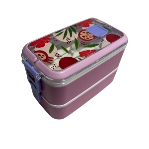 VAGONLİFE ÇELİK YEMEK KABI 2 KATLI 3 BÖLMELİ 700 ML - LUNCH BOX  VGN6748 - PEMBE