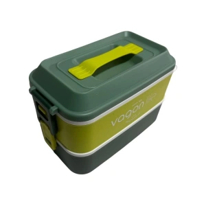 VAGONLİFE PASLANMAZ ÇELİK YEMEK KABI 2 KATLI 3 BÖLMELİ LUNCH BOX VGN6744 1200ML -  YEŞİL
