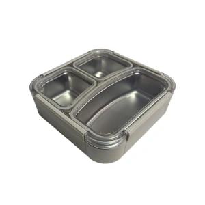 VAGONLİFE PASLANMAZ ÇELİK YEMEK KABI TEK KATLI BÖLMELİ KARE 780 ML - LUNCH BOX  VGN12171 - KIRIK BEYAZ