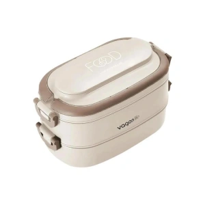 VAGONLİFE PASLANMAZ ÇELİK BÖLMELİ YEMEK KABI 2 KATLI - LUNCH BOX BL10403-2S 1140ML - BEJ
