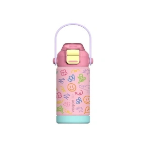 VAGONLİFE ÇELİK PİPETLİ / PİPETSİZ KULLANIM EL TAŞIMA KULPLU MATARA/TERMOS VGN1104 630ML PEMBE