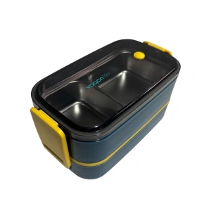 VAGONLİFE PASLANMAZ ÇELİK 3 BÖLMELİ YEMEK KABI 2 KATLI - LUNCH BOX BL50002-2 1400ML - MAVİ