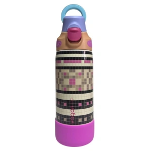 VAGONLİFE ÇELİK TEK KAPAK PİPETLİ/ PİPETSİZ KULLANIM KULPLU MATARA/TERMOS VGN1102 700ML  - RESİMLİ (KARE DESENLİ)