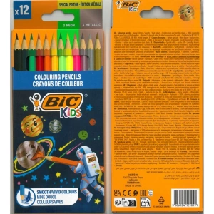 BİC COSMO (6 STANDART+3 METALİK+3 NEON) TAM BOY KURU BOYA SETİ  12 RENK - 301839