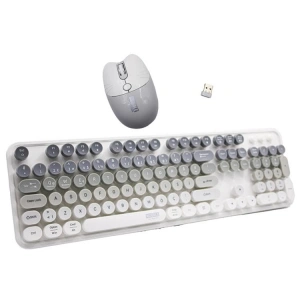 MUGGLE MU-7494 BLUETOOTH ŞARJLI KABLOSUZ KLAVYE MOUSE SETİ - (BEYAZ - GRİ))
