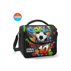 CORAL HIGH 37153 KIDS SİYAH GOAL DESENLİ THERMO BESLENME ÇANTASI