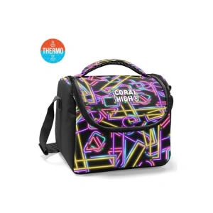 CORAL HIGH 37148 KIDS SİYAH RENKLİ NEON DESENLİ THERMO BESLENME ÇANTASI
