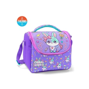 CORAL HIGH 37155 KIDS MOR MİLKA SU YEŞİLİ TAVŞAN DESENLİ THERMO BESLENME ÇANTASI