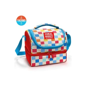 CORAL HIGH 37205 KIDS ÇOK RENKLİ DAMA DESENLİ THERMO İKİ KATLI  BESLENME ÇANTASI