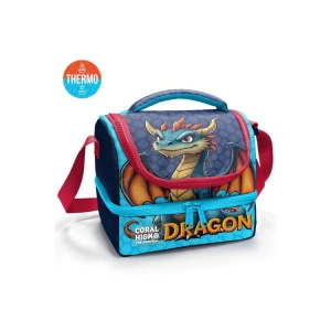 CORAL HIGH 37206 KIDS LACİVERT DRAGON DESENLİ THERMO İKİ KATLI  BESLENME ÇANTASI