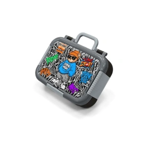 CORAL HIGH 39150 KIDS GRAFİTİ AYICIK DESENLİ 2 BÖLMELİ PASLANMAZ ÇELİK YEMEK KABI