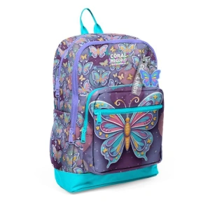 CORAL HIGH 33206 PASTEL RENKLİ KELEBEK DESENLİ DÖRT BÖLMELİ SIRT ÇANTASI