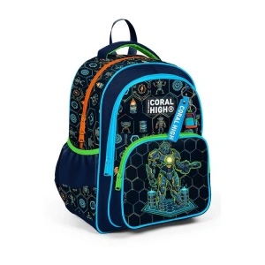 CORAL HIGH 33246 LACİVERT ROBOT DESENLİ ÜÇ BÖLMELİ SIRT ÇANTASI