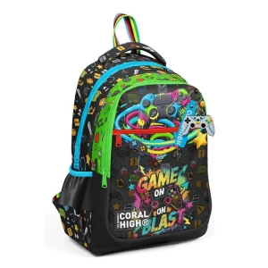 CORAL HIGH 33258 SİYAH GAMER DESENLİ ÜÇ BÖLMELİ SIRT ÇANTASI