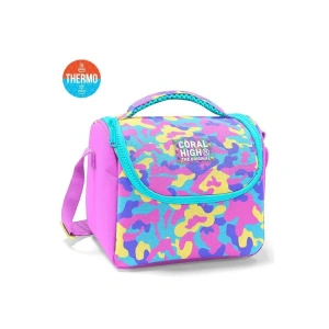 CORAL HIGH 37101 PEMBE SARI LAVANTA KAMUFLAJ DESENLİ THERMO BESLENME ÇANTASI