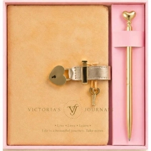 VICTORIAS JOURNALS 126-2754 HUSH HUSH KİLİTLİ KUTULU VE KALEMLİ 100gr.192YP.ÇİZGİLİ DEFTER  - VİZON