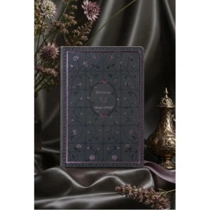 VICTORIAS JOURNALS 126-2647 FLEUR VEGAN DERİ SERT KAPAK A5 120gr.80P. NOKTALI DEFTER - SİYAH